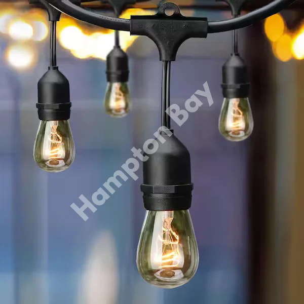 Hampton Bay 12-Light 24 ft. Indoor/Outdoor Plug-In Incandescent Edison Bulb String Light