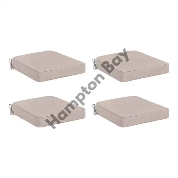 Hampton Bay 20 in. W x 20 in. D CushionGuard Universal Outdoor Seat Pad in Putty (Set of 4)