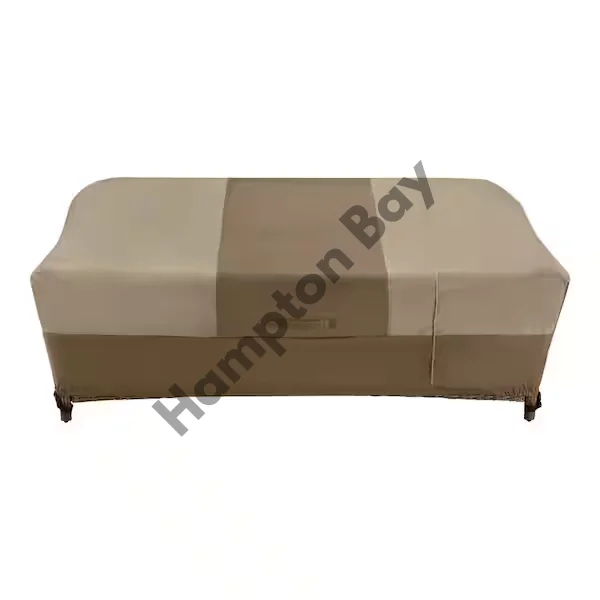 Hampton Bay 38 in. L x 77.3 in. W x 31 in. H Beige Patio Furniture Loveseat and Sofa (2-In-1) Cover