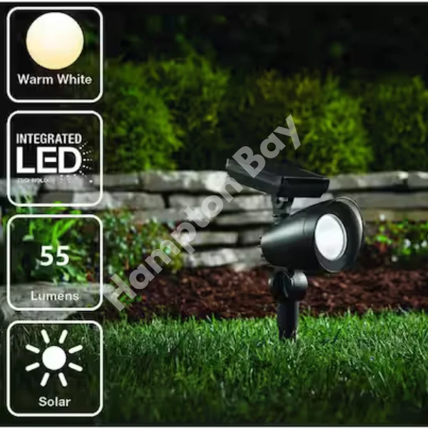 Hampton Bay 55 Lumen Black LED Weather Resistant Outdoor Solar Spot Light with Adjustable Head
