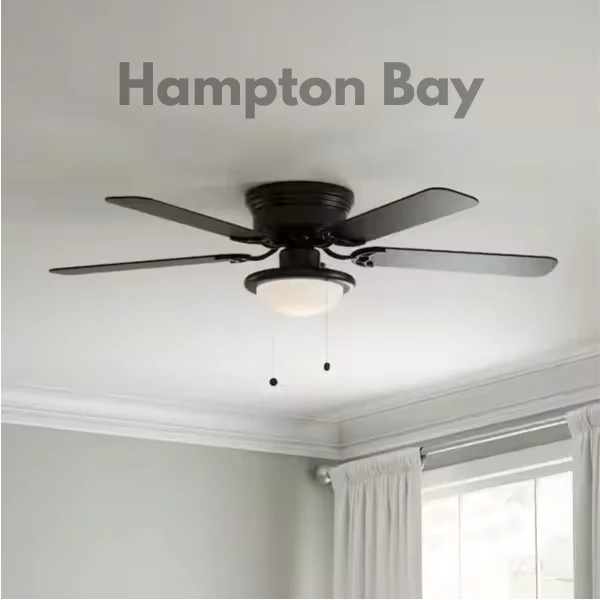 Hampton Bay Hugger 52 in. LED Indoor Black Ceiling Fan with Light Kit
