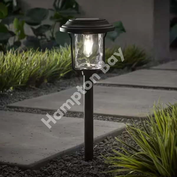 Hampton Bay Laurelview 14 Lumen Black LED Weather Resistant Outdoor Solar Path Light with Glass Lens