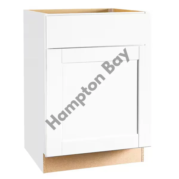 Hampton Bay Shaker 24 in. W x 24 in. D x 34.5 in. H Assembled Base Cabinet in Satin White