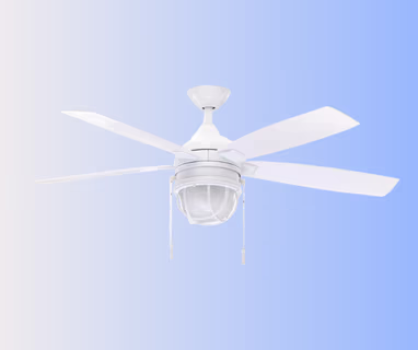 Hampton Bay Seaport II 52-inch matte white wet rated ceiling fan LED bulbs
